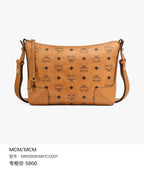 MCM MWSBSKM01 Shoulder Bag Cognac Visetos Canvas Gold Hardware