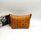 MCM MWSBSKM01 Shoulder Bag Cognac Visetos Canvas Gold Hardware