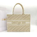 Dior Book Tote Bag Cream/Gold Dior Oblique Monogram Gold Hardware