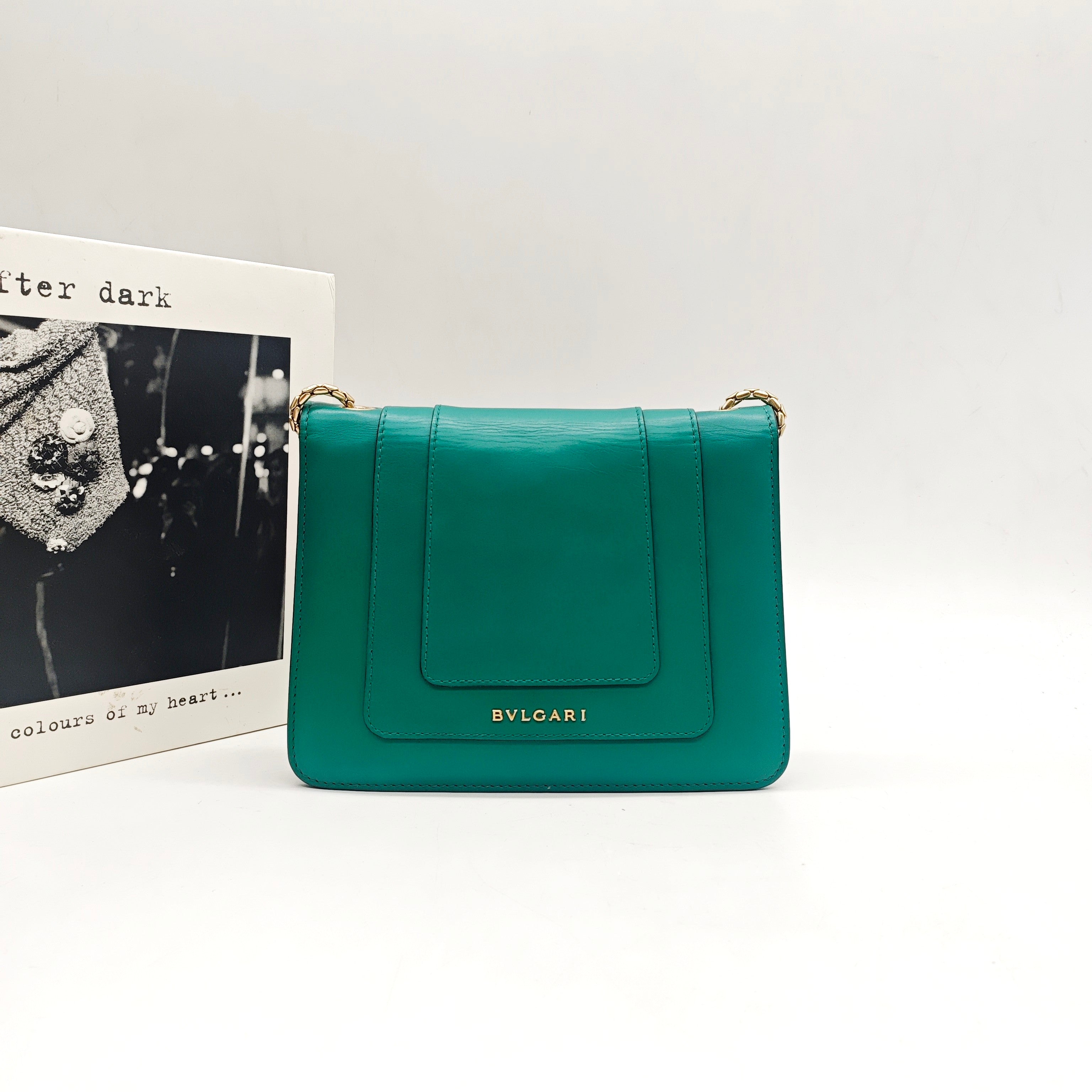 Bvlgari Serpenti Forever Shoulder Bag Deep Teal Leather Gold Hardware