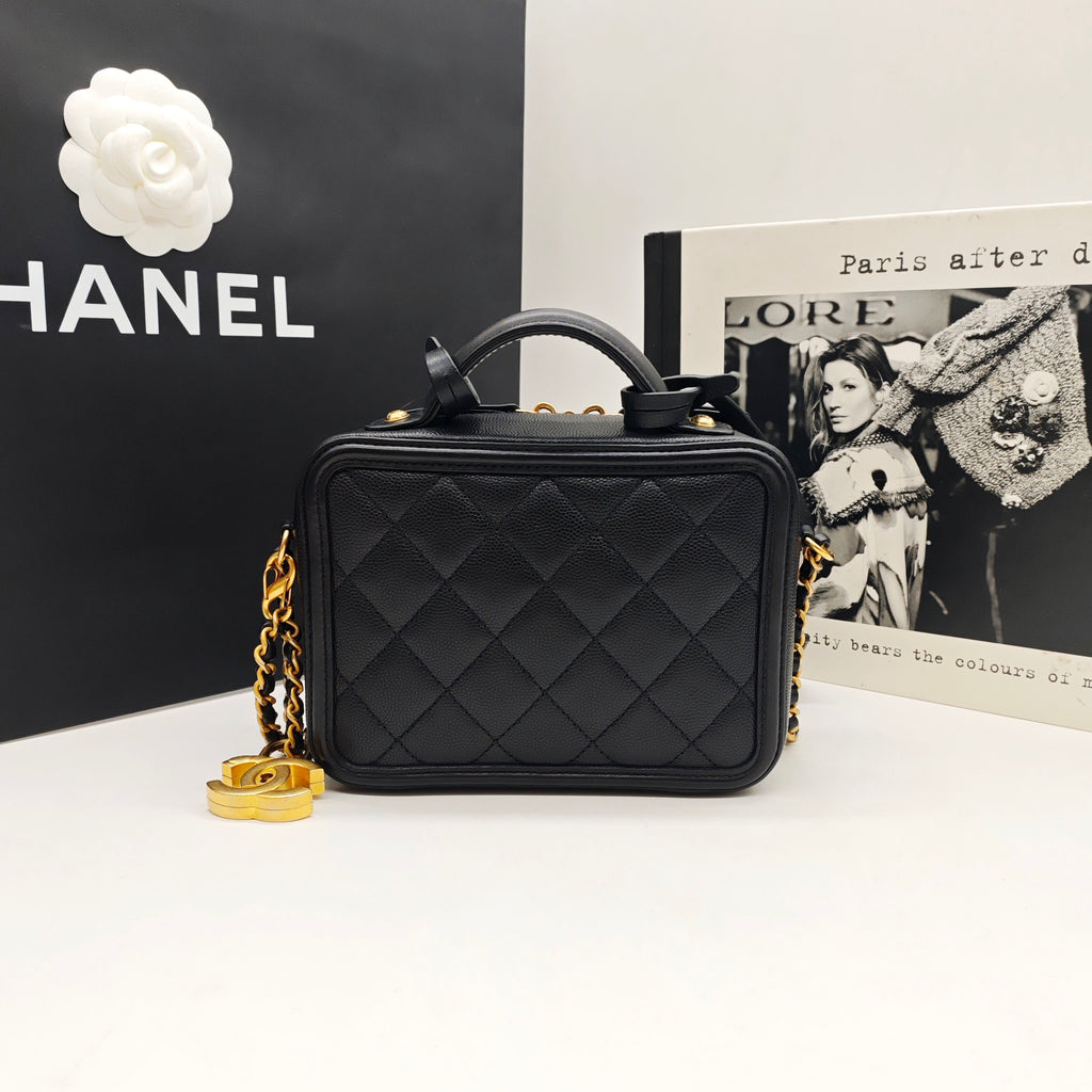 CHANEL Camera Bag | Black Litchi-Grain Leather | Gold Hardware