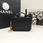 CHANEL Camera Bag | Black Litchi-Grain Leather | Gold Hardware