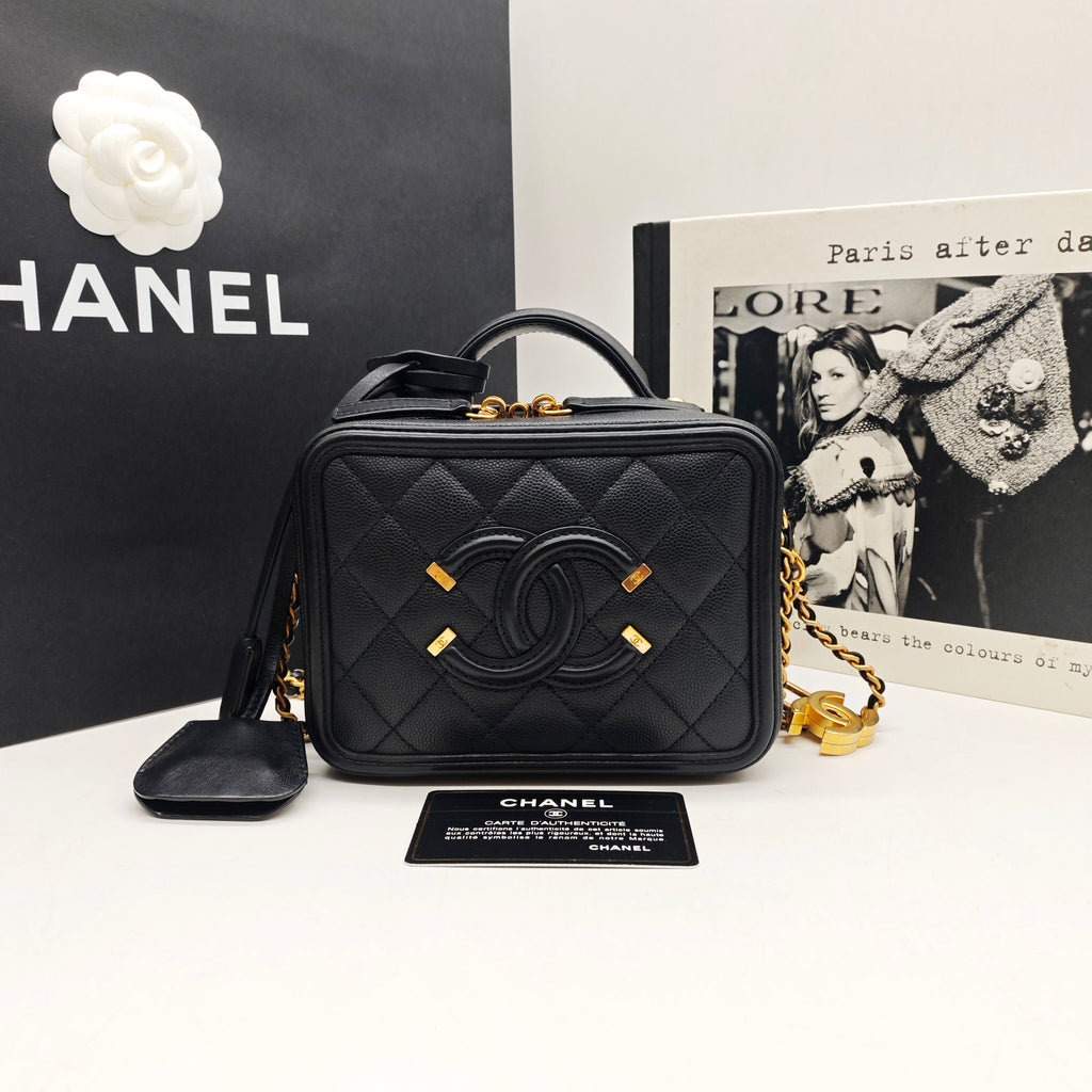 CHANEL Camera Bag | Black Litchi-Grain Leather | Gold Hardware