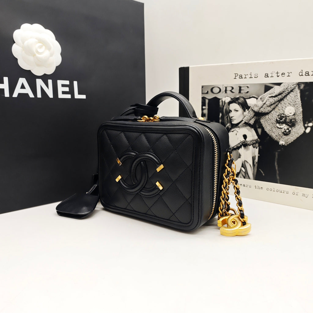 CHANEL Camera Bag | Black Litchi-Grain Leather | Gold Hardware