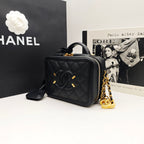 CHANEL Camera Bag | Black Litchi-Grain Leather | Gold Hardware