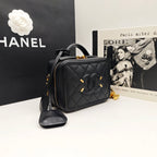 CHANEL Camera Bag | Black Litchi-Grain Leather | Gold Hardware