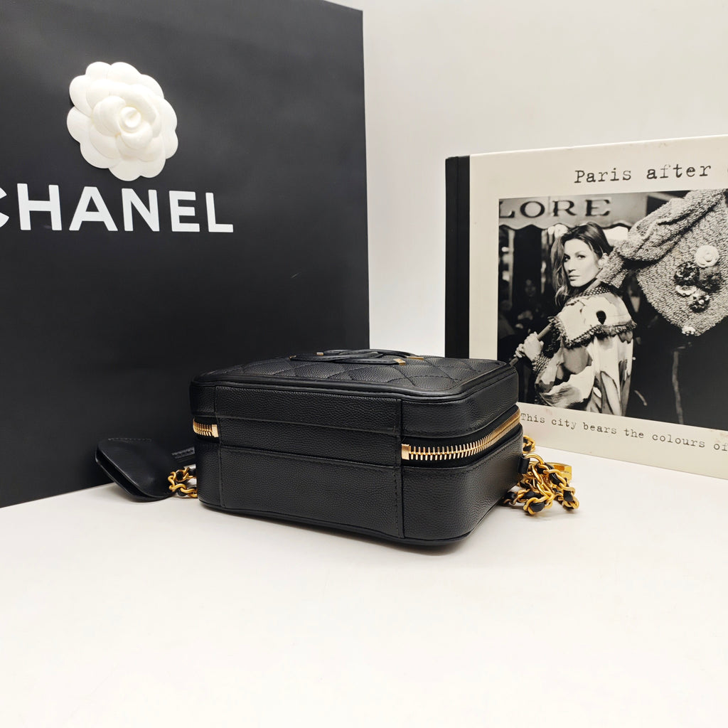 CHANEL Camera Bag | Black Litchi-Grain Leather | Gold Hardware