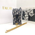 Dior Saddle Phone Holder Bag Beige/Navy Oblique Canvas Gold Hardware