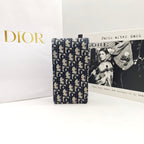 Dior Saddle Phone Holder Bag Beige/Navy Oblique Canvas Gold Hardware