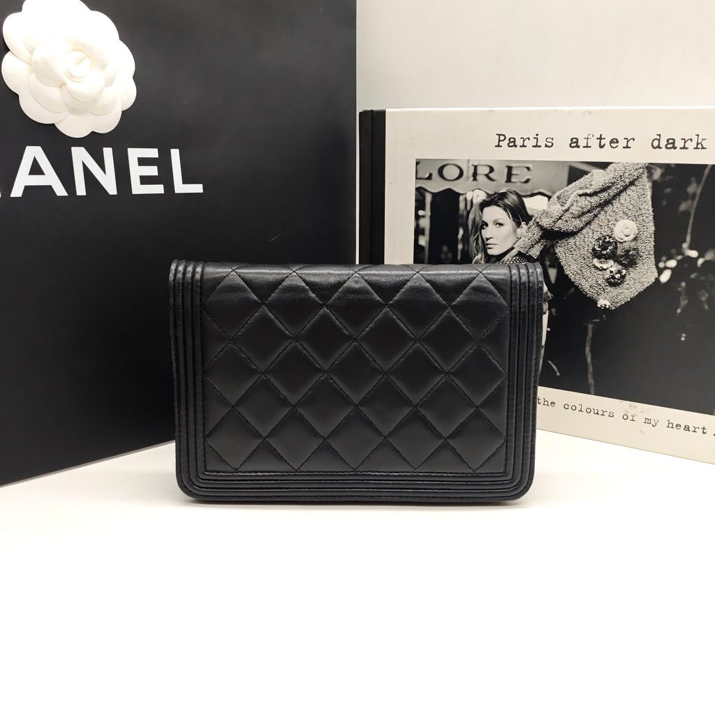 CHANEL Le Boy WOC | Black Lambskin | Silver Chain