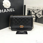CHANEL Le Boy WOC | Black Lambskin | Silver Chain