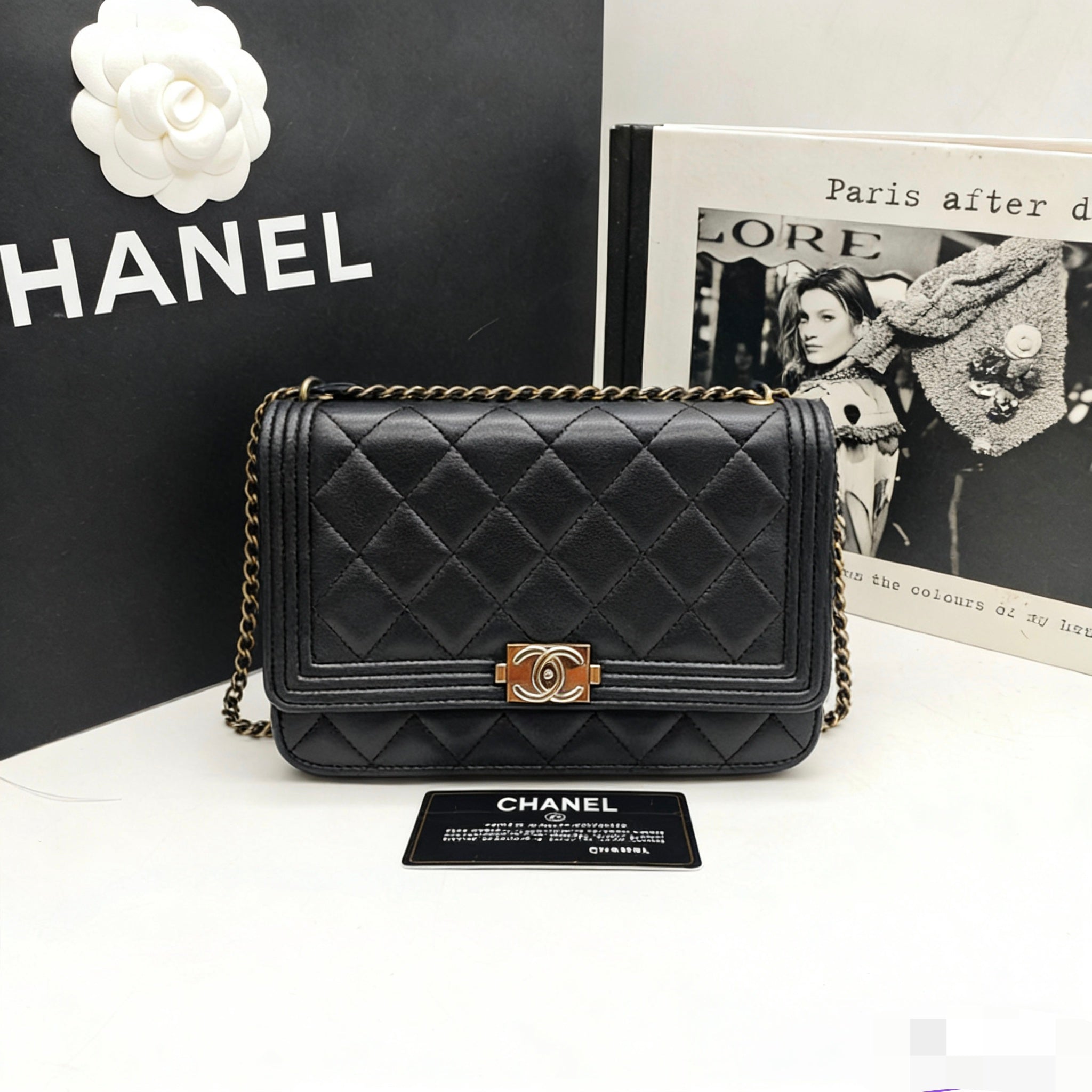 CHANEL Le Boy WOC | Black Lambskin | Silver Chain