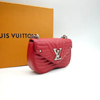 Louis Vuitton New Wave Shoulder Bag Red Quilted Leather Silver Hardware