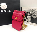 Chanel Classic Crossbody Bag Fuchsia Pink Caviar Leather Gold Hardware