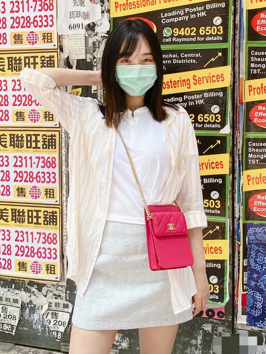 Chanel Classic Crossbody Bag Fuchsia Pink Caviar Leather Gold Hardware
