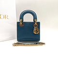 Dior Lady Dior Handbag Micro Deep Teal Lizard-Embossed Leather Gold Hardware