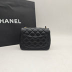 Chanel Classic Flap Handbag Black Caviar Leather Gold Hardware