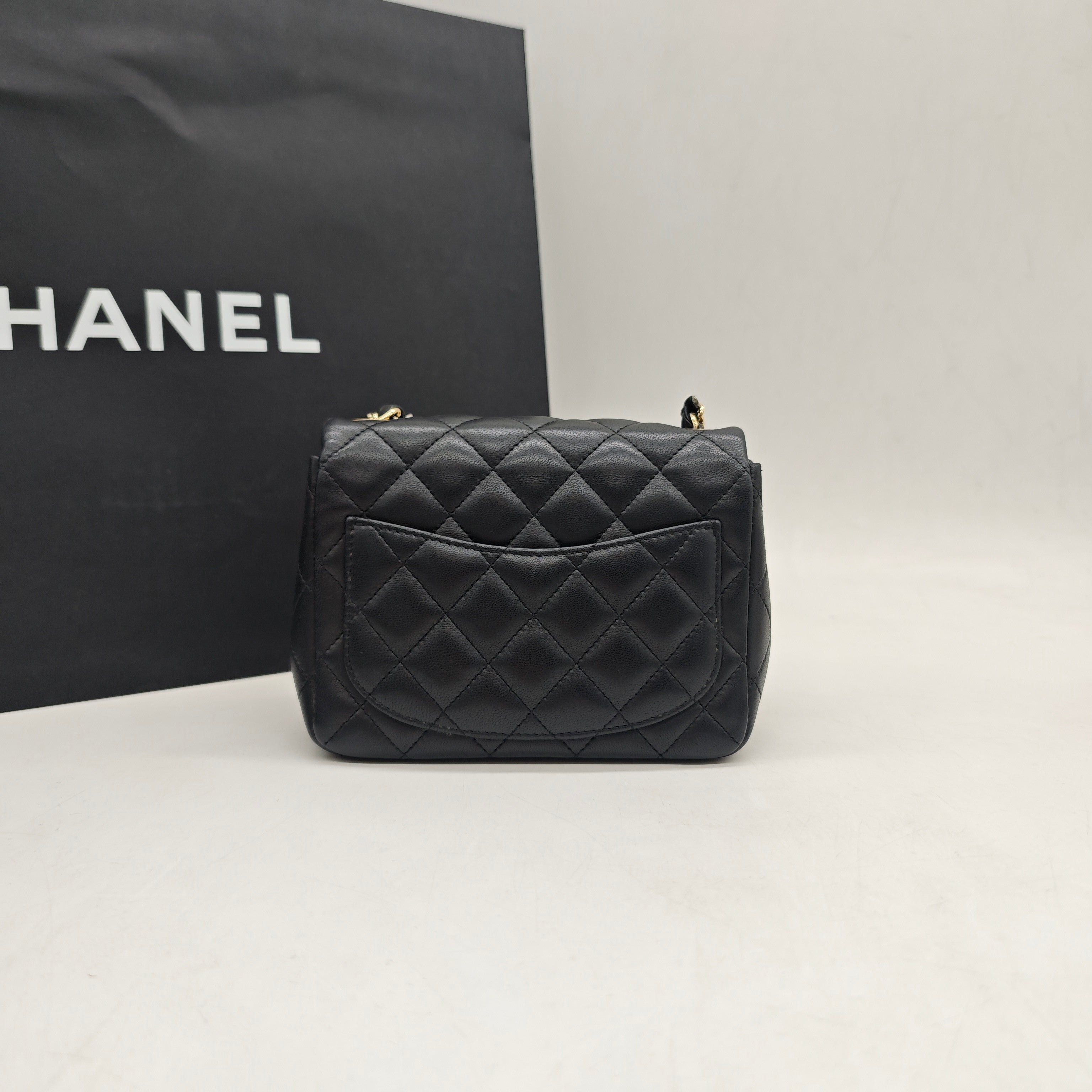 Chanel Classic Flap Handbag Black Caviar Leather Gold Hardware