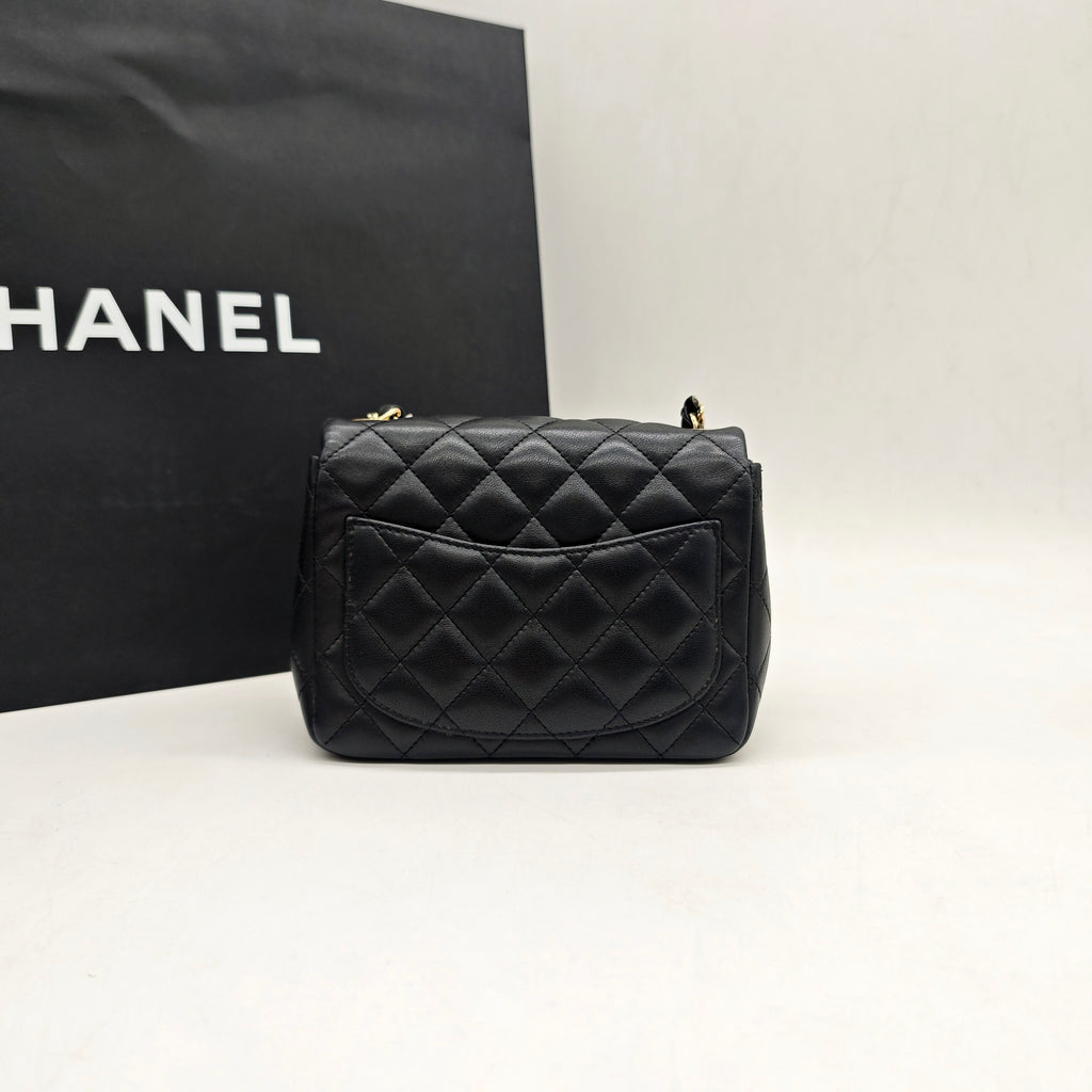 Chanel Classic Flap Handbag Black Caviar Leather Gold Hardware
