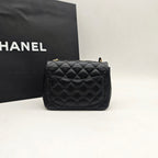 Chanel Classic Flap Handbag Black Caviar Leather Gold Hardware