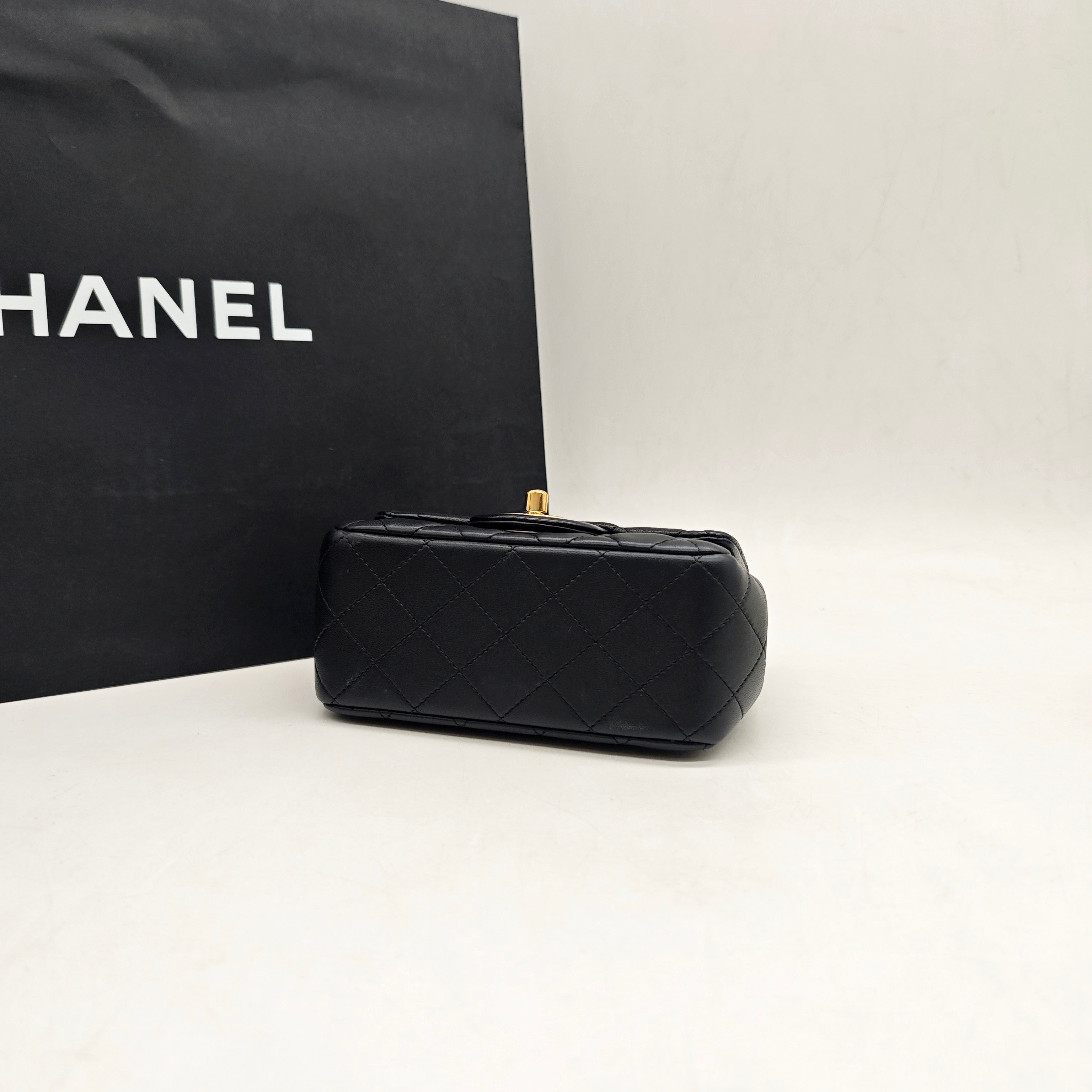 Chanel Classic Flap Handbag Black Caviar Leather Gold Hardware