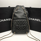 Chanel Quilted Backpack Black Leather Gold Hardware