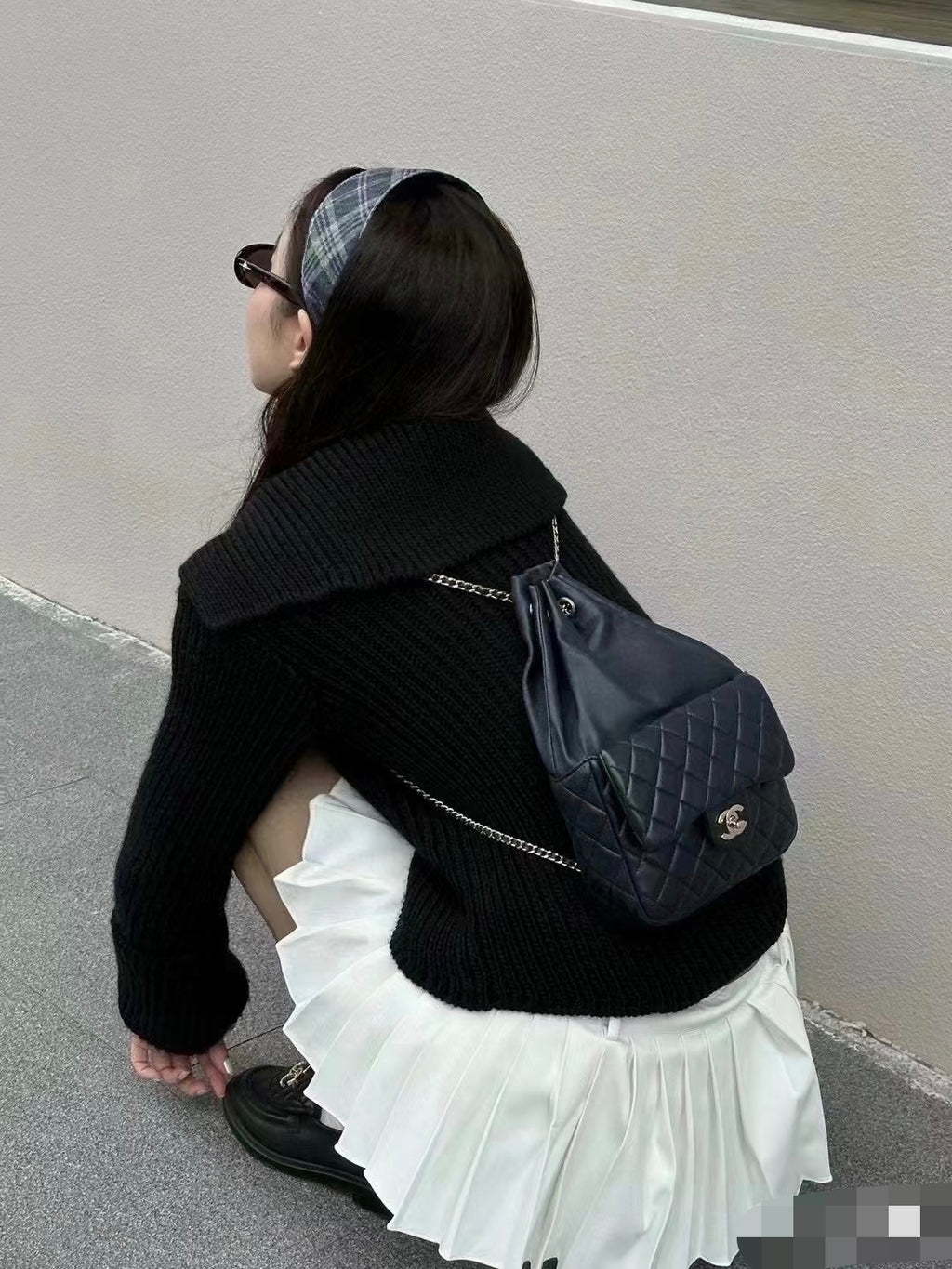 Chanel Quilted Backpack Black Leather Gold Hardware