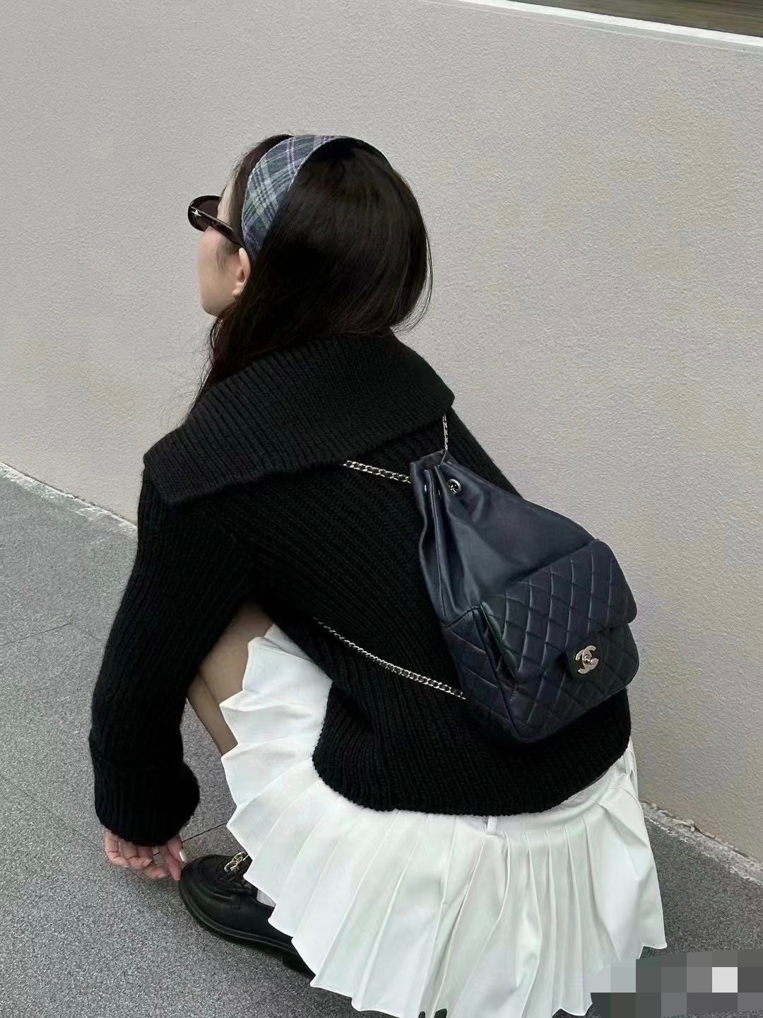 Chanel Quilted Backpack Black Leather Gold Hardware
