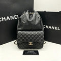 Chanel Quilted Backpack Black Leather Gold Hardware