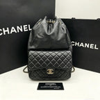 Chanel Quilted Backpack Black Leather Gold Hardware