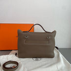 Hermes 24/24 Handbag Taupe Grained Leather Silver Hardware