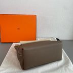Hermes 24/24 Handbag Taupe Grained Leather Silver Hardware