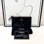 Chanel Classic Pouch Black Quilted Leather Gold Hardware