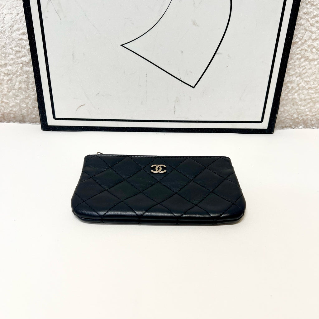 Chanel Classic Pouch Black Quilted Leather Gold Hardware
