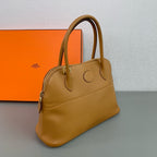 Hermes Bolide Handbag Tan Camel Leather Gold Hardware