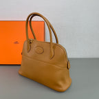 Hermes Bolide Handbag Tan Camel Leather Gold Hardware