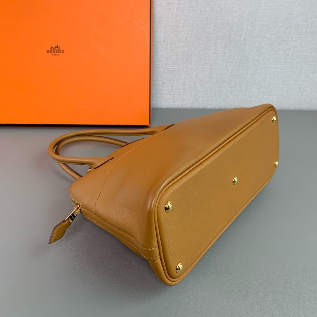 Hermes Bolide Handbag Tan Camel Leather Gold Hardware