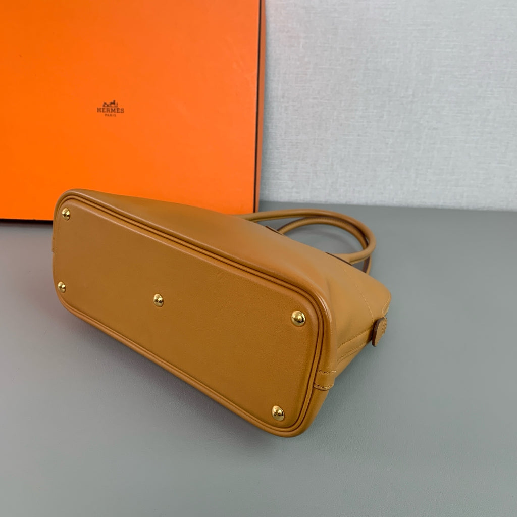 Hermes Bolide Handbag Tan Camel Leather Gold Hardware