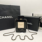 Chanel No. 5 Perfume Bottle Clutch Bag Black Resin Gold Hardware