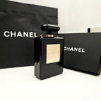 Chanel No. 5 Perfume Bottle Clutch Bag Black Resin Gold Hardware