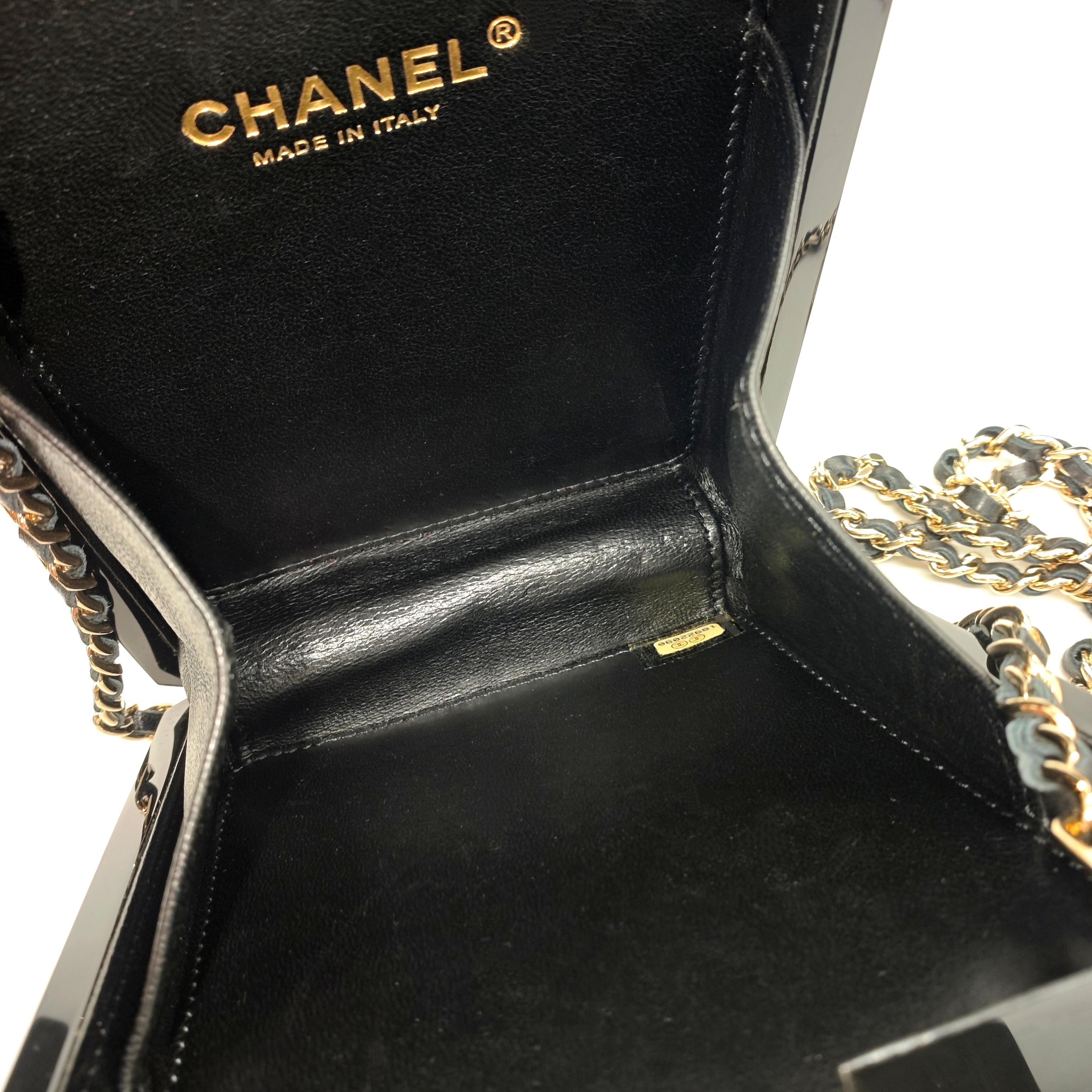 Chanel No. 5 Perfume Bottle Clutch Bag Black Resin Gold Hardware