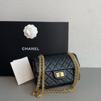 Chanel 2.55 Reissue Shoulder Bag Black Aged Leather Gold Hardware