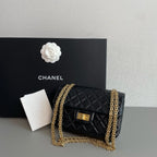 Chanel 2.55 Reissue Shoulder Bag Black Aged Leather Gold Hardware