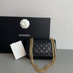 Chanel 2.55 Reissue Shoulder Bag Black Aged Leather Gold Hardware