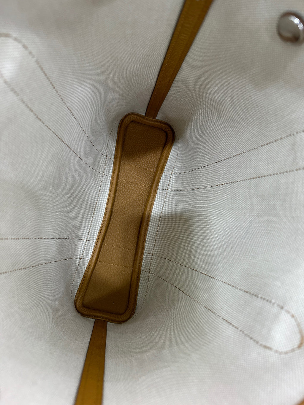 Hermes Garden Party 30 Tote Bag Off-white Canvas Gold Leather Silver Hardware