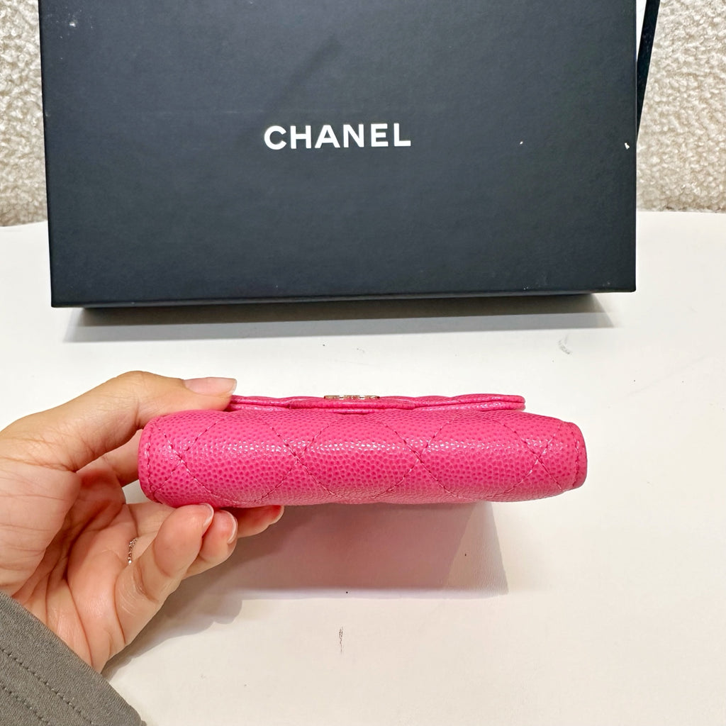 Chanel Classic Wallet Fuchsia Pink Caviar Gold Hardware