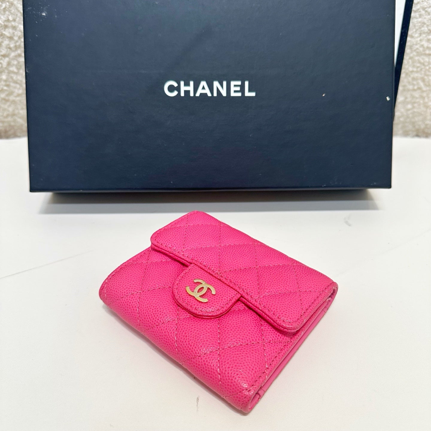 Chanel Classic Wallet Fuchsia Pink Caviar Gold Hardware