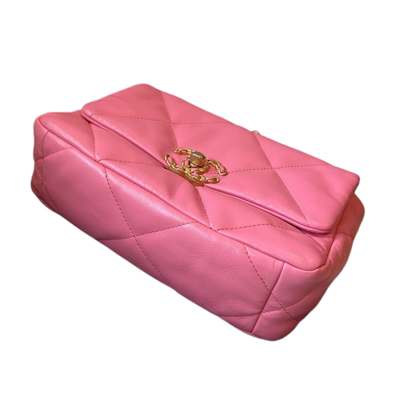 Chanel 19 Flap Bag Pink Quilted Leather Gold & Silver Hardware