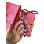 Chanel 19 Flap Bag Pink Quilted Leather Gold & Silver Hardware
