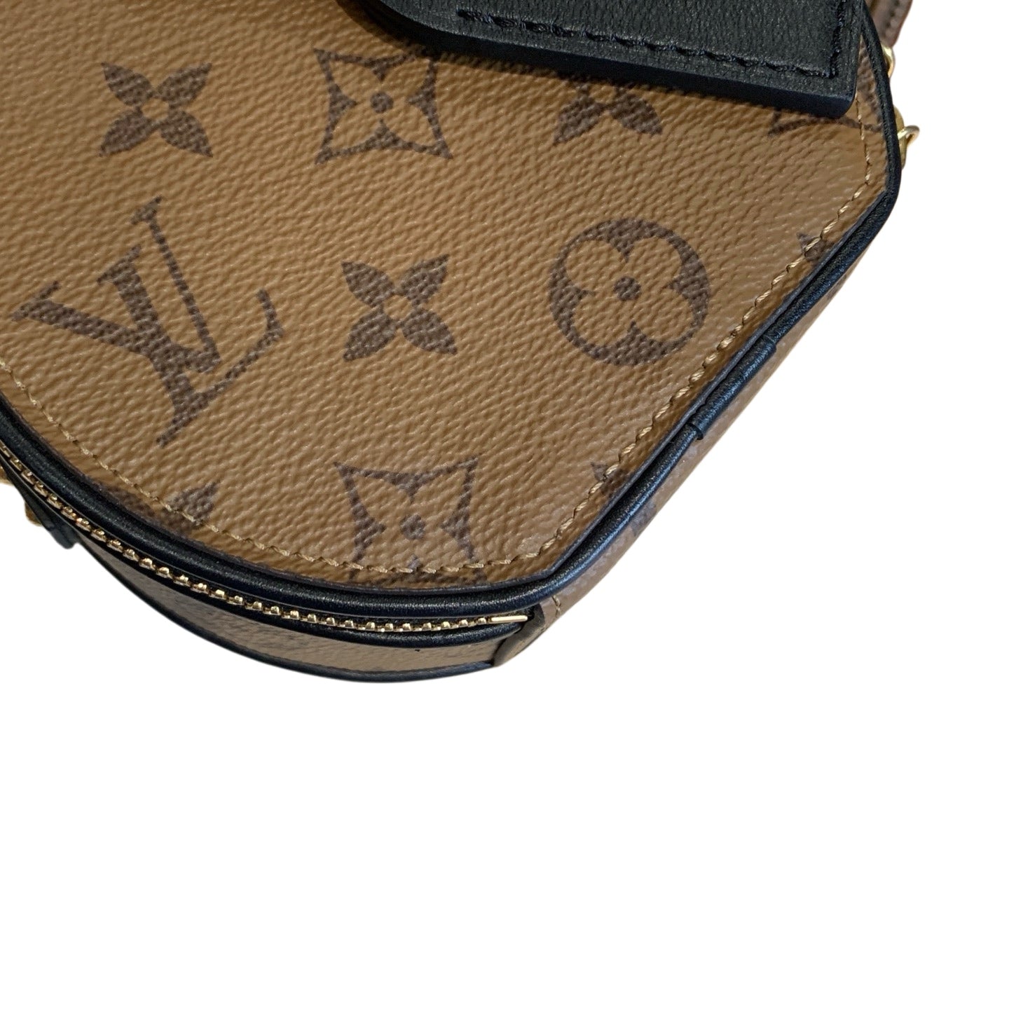 Louis Vuitton Petit Boite Chapeau Monogram Canvas Black Leather Gold Hardware